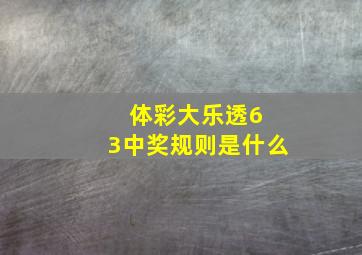 体彩大乐透6 3中奖规则是什么